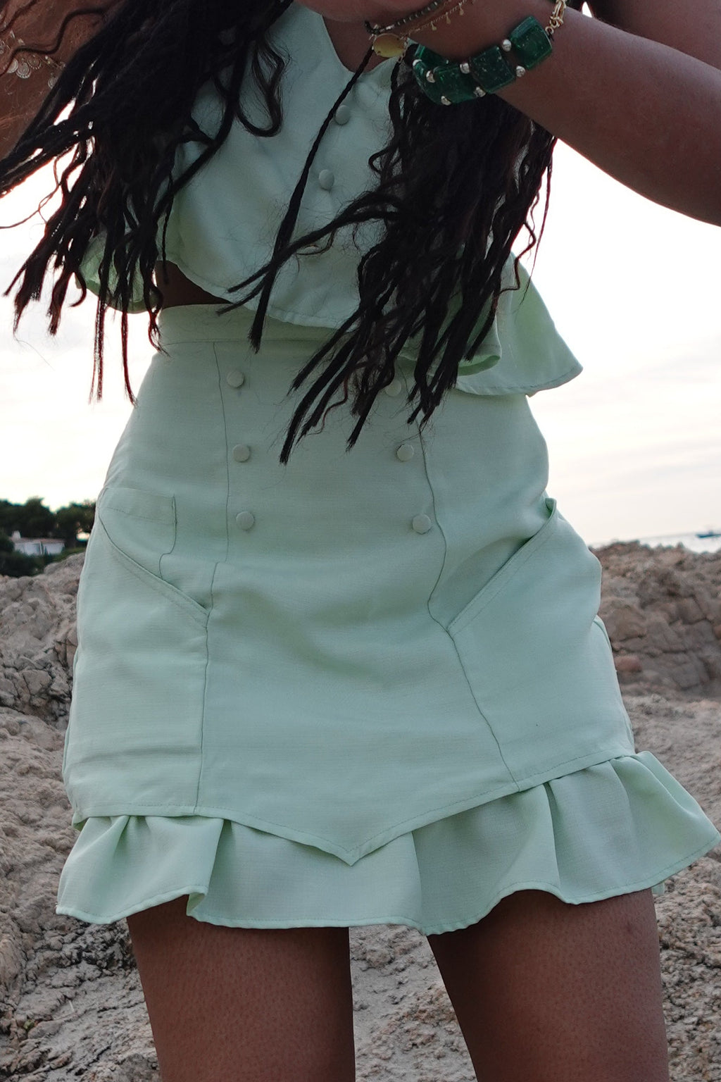 Jupe Wind Vert Sauge Taille Haute