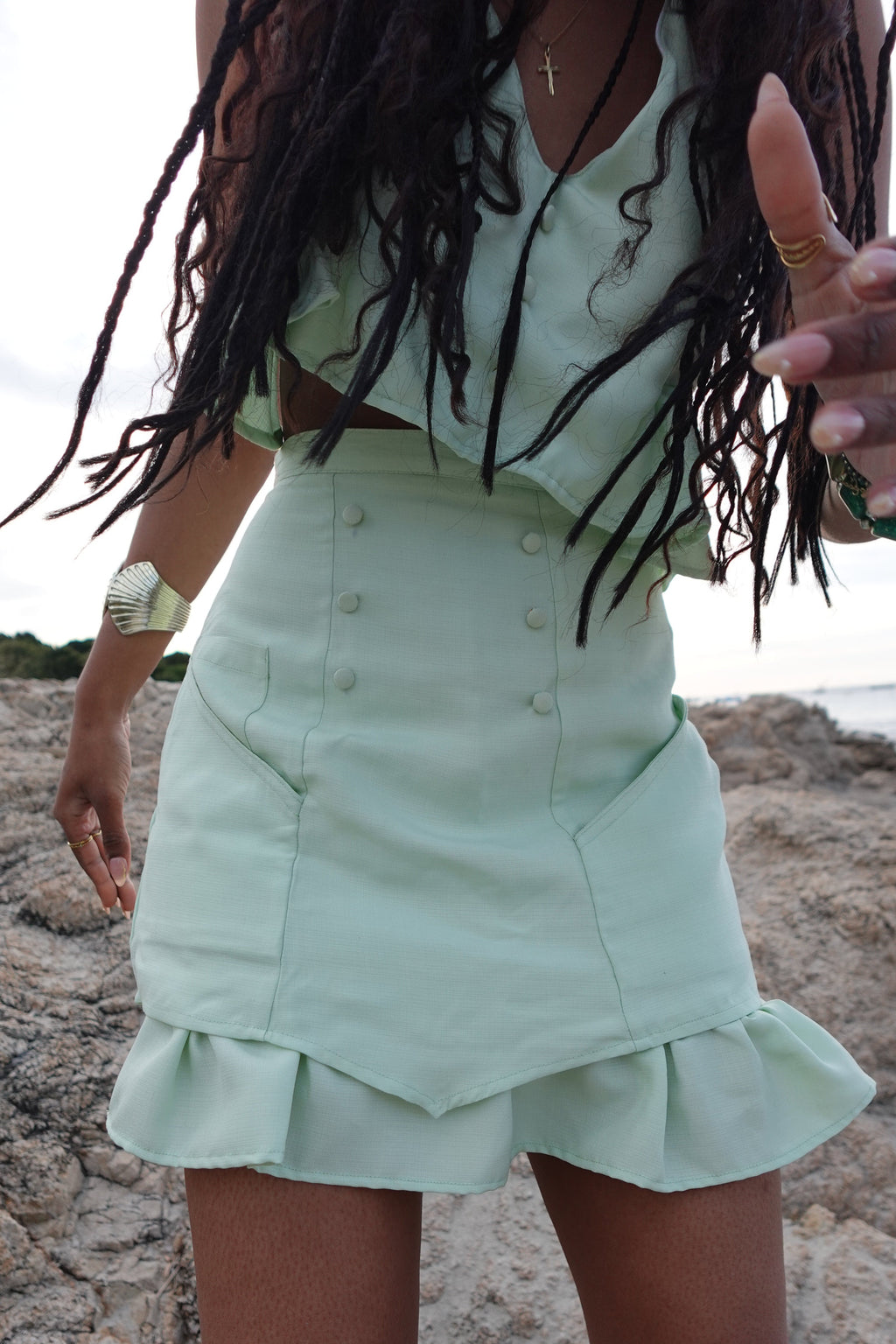 Jupe Wind Vert Sauge Taille Haute