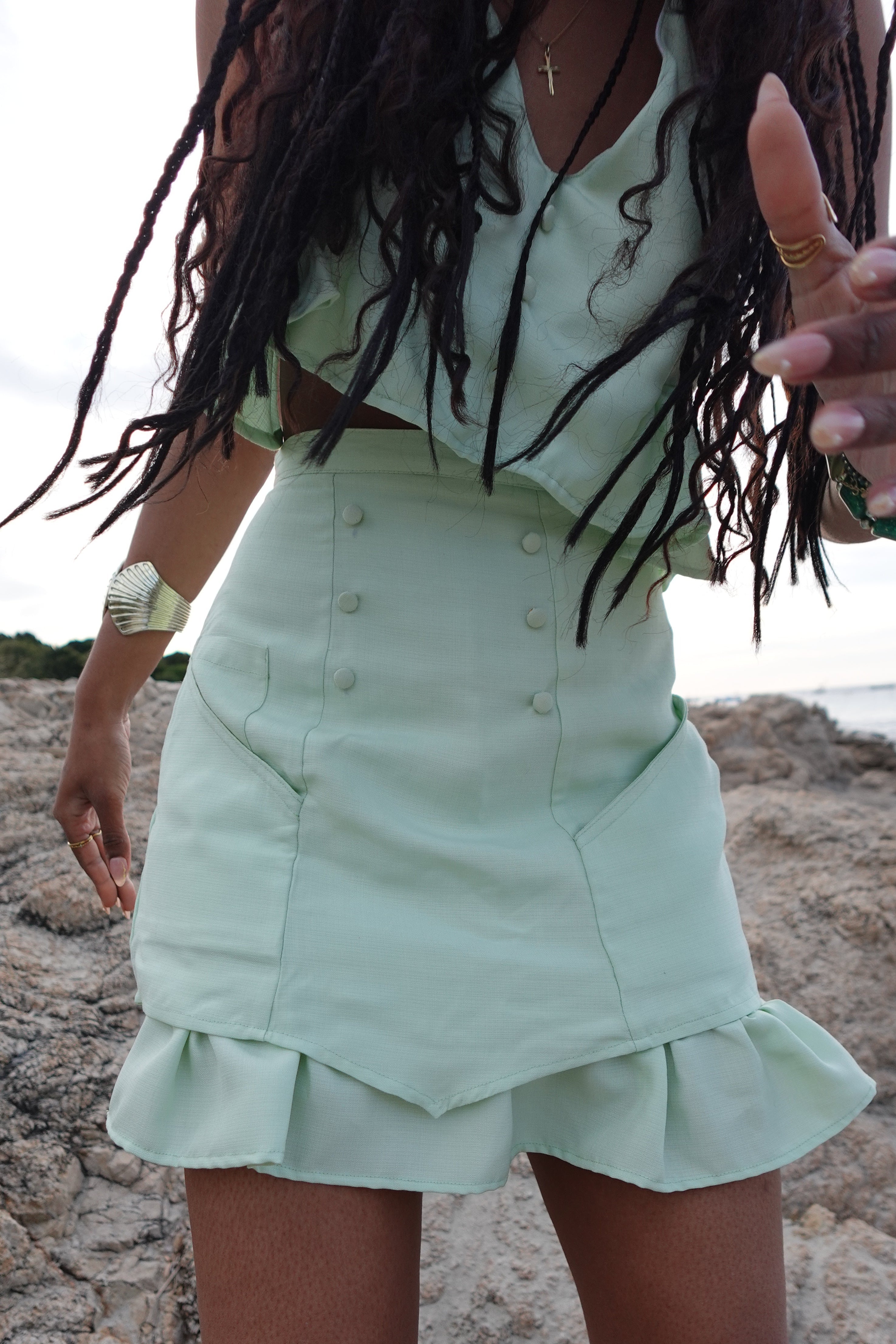 Jupe Wind Vert Sauge Taille Haute